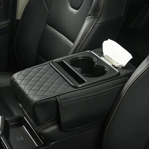 Black PU Leather Center Console Armrest Pad – Sleek Multipurpose Protection 🚗