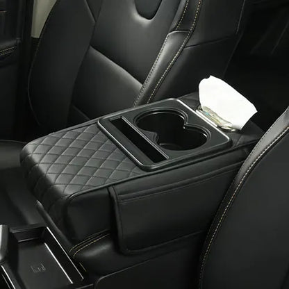 Black PU Leather Center Console Armrest Pad – Sleek Multipurpose Protection 🚗