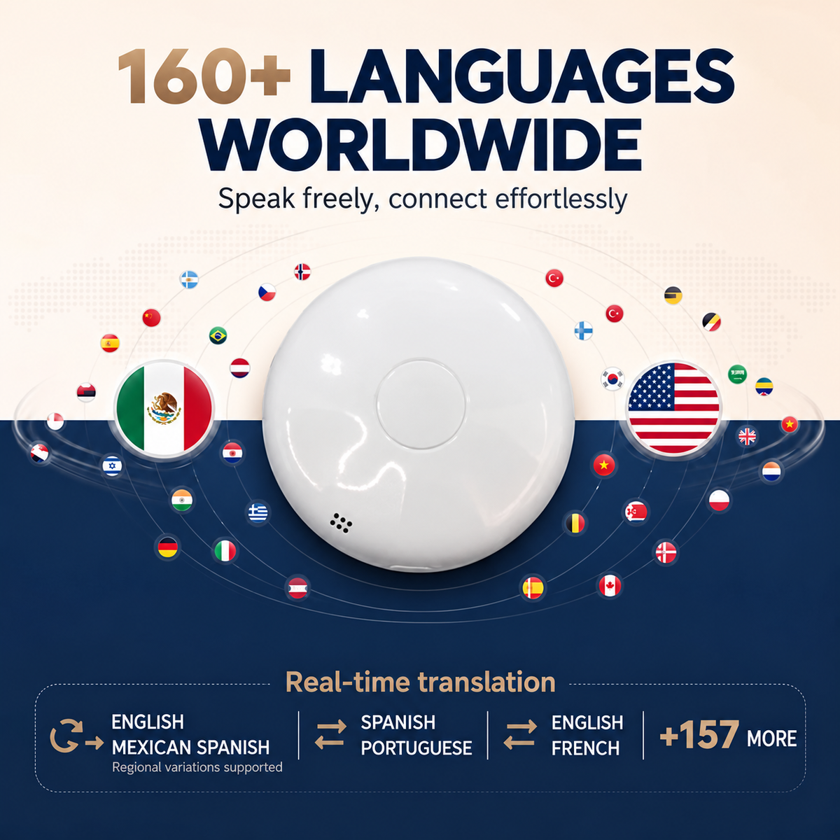 AI Pocket Language Tutor – 165-Language Smart Translator & Conversation Practice Device