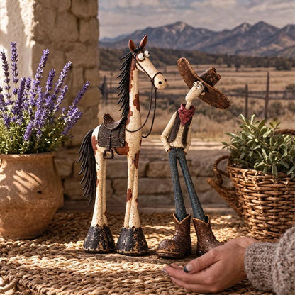 Whimsical Western Cowboy & Horse Figurine Duo 🤠🐴