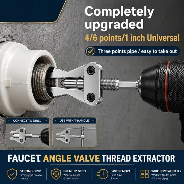 🔧Drill-Powered Broken Pipe Thread Extractor – Universal 1/2', 3/4' & 1' Broken Pipe Nipple Remover Tool