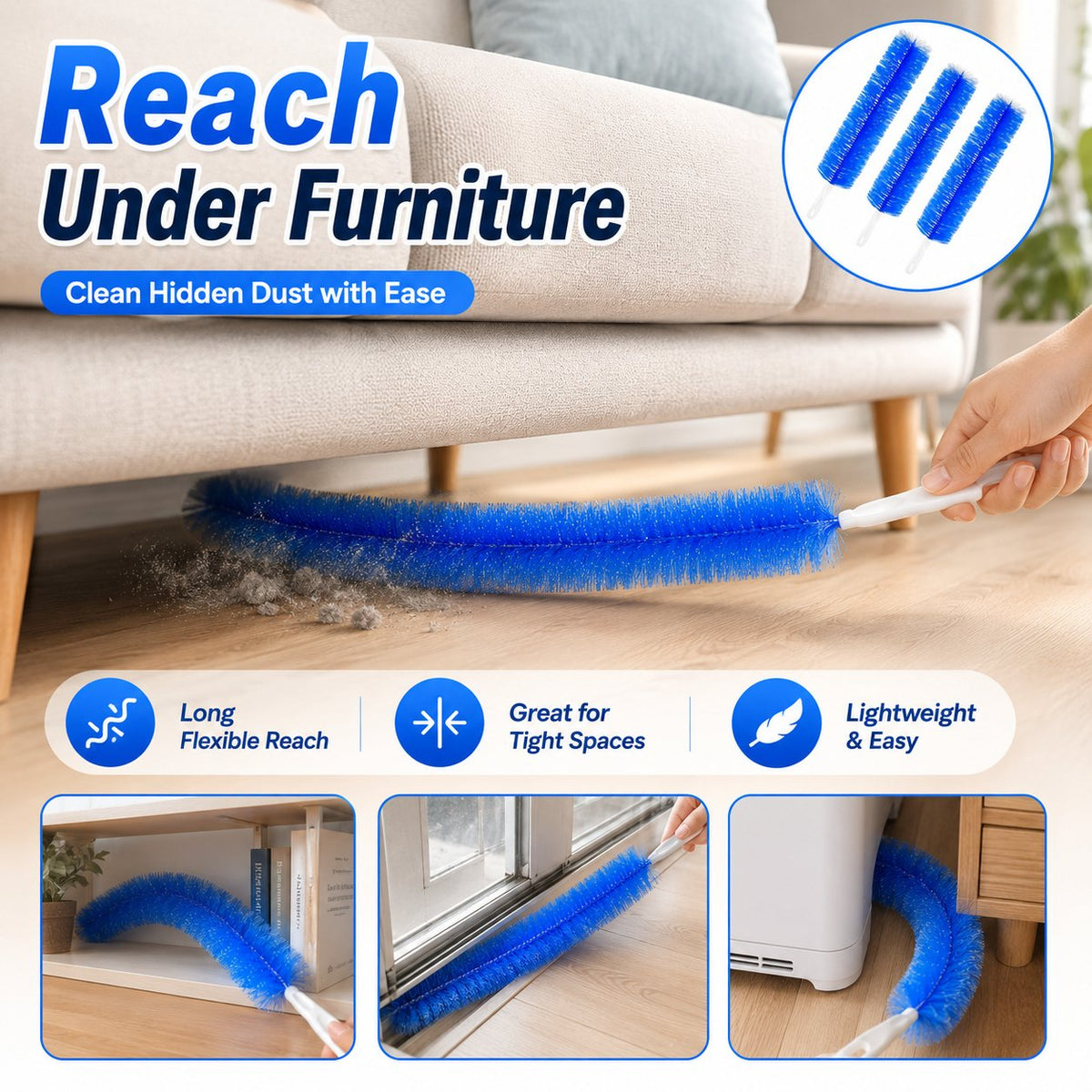 🧹 Flexible Microfiber Duster – Reusable Cleaner for Hard-to-Reach Spaces