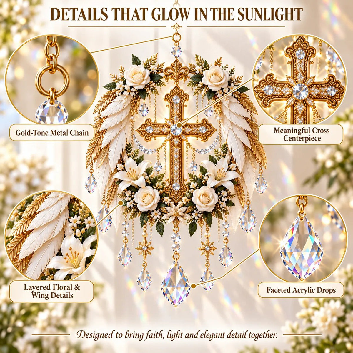 👶 Holy Family Nativity Window Prism ✝️ Rainbow-Making Crystal Sun Catcher, 12.6 × 9.4 in ✨
