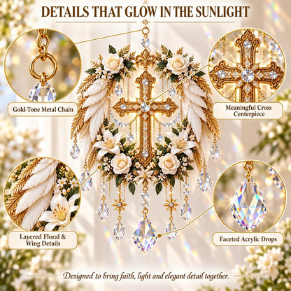 👶 Holy Family Nativity Window Prism ✝️ Rainbow-Making Crystal Sun Catcher, 12.6 × 9.4 in ✨