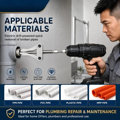 🔧Drill-Powered Broken Pipe Thread Extractor – Universal 1/2', 3/4' & 1' Broken Pipe Nipple Remover Tool