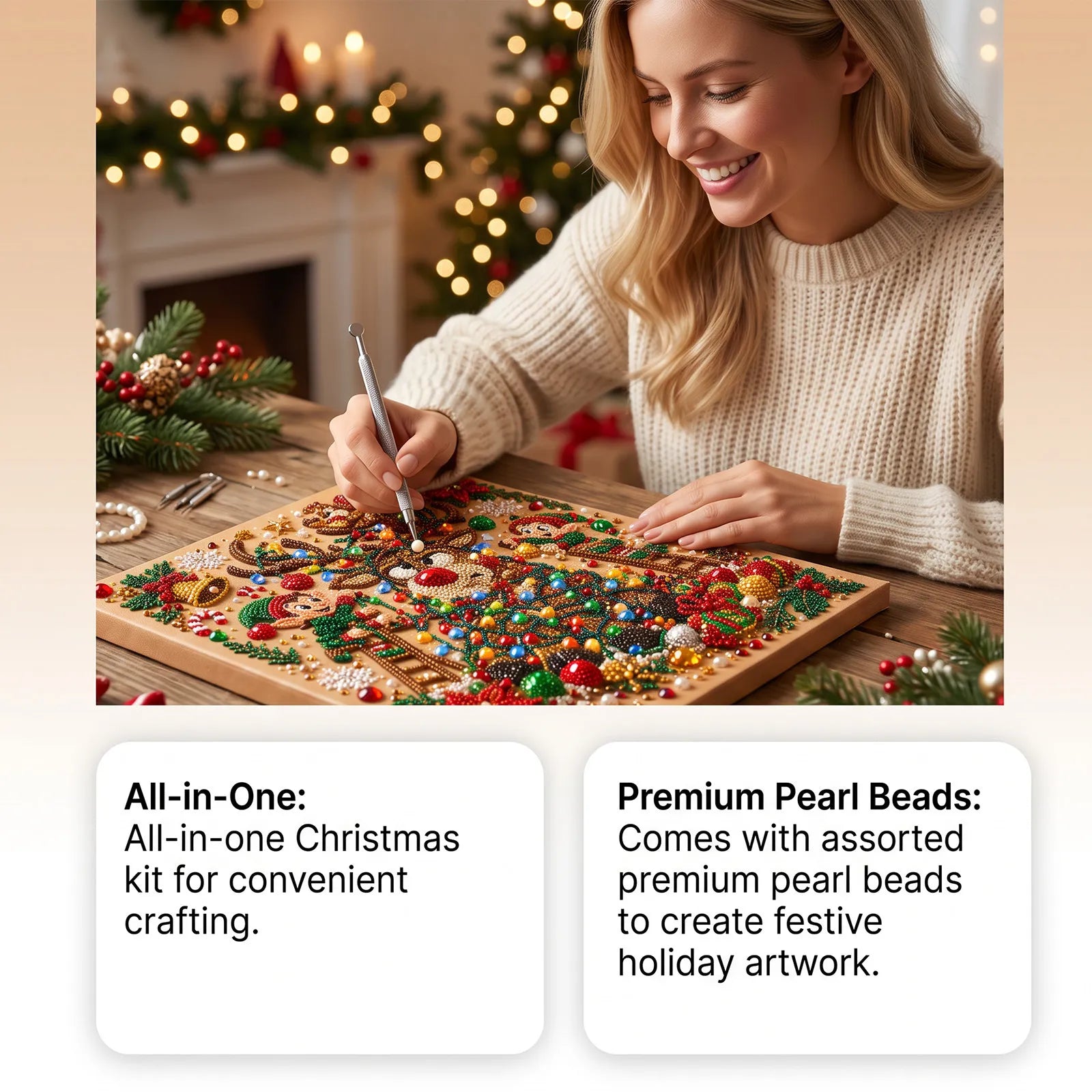 ✨Complete Craft Tools Holiday‑Themed Wooden Frame Decor Art
