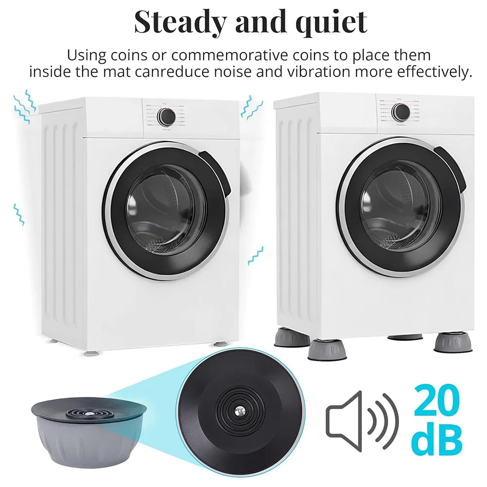🧺 QuietGrip Washer Support Pads – 4-Piece Non-Slip Floor Protection Set