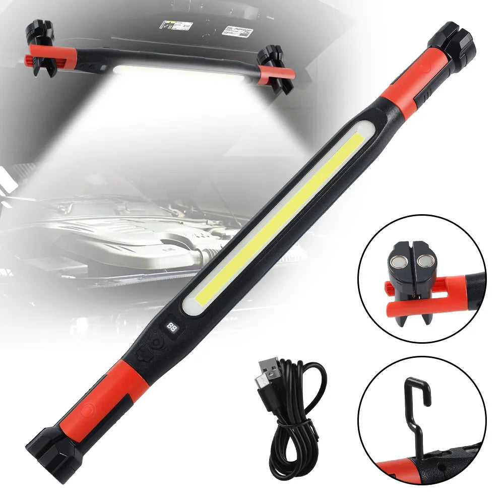 🔥 Red Magnetic LED Work Light, USB Rechargeable 2000mAh, Multi-Use Portable Lamp - 1 Pack 🔦
