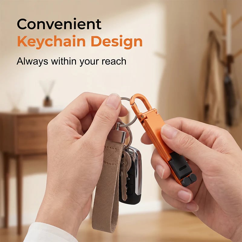 📱 Pocket-Size Aluminum Phone Stand Keychain – Foldable Desktop Holder, Orange, 1 Pack 🔑