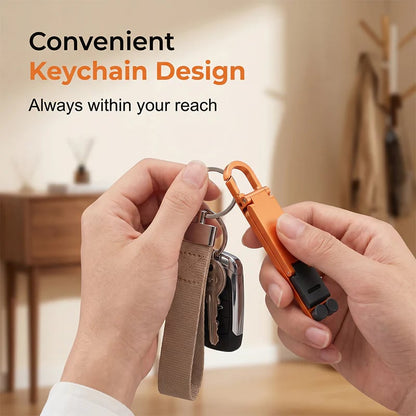 📱 Pocket-Size Aluminum Phone Stand Keychain – Foldable Desktop Holder, Orange, 1 Pack 🔑