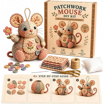 🎁 Handcrafted Vintage Mouse Plush Sewing Kit 🧵 DIY Heirloom Craft Gift Set