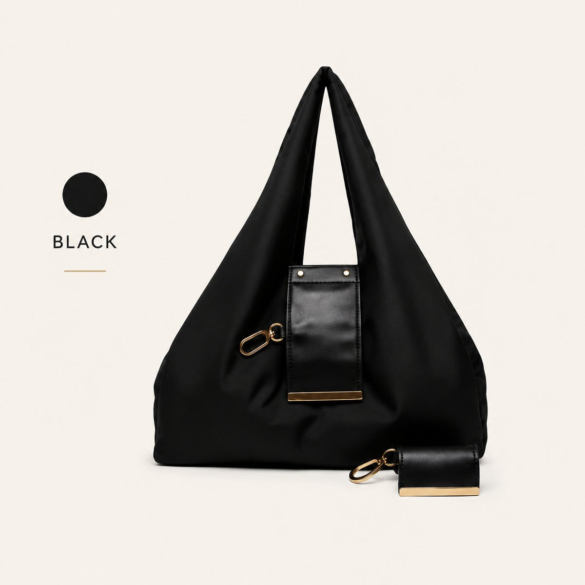 🖤 Varelli Convertible Vegan Leather Tote with Detachable Charm – Black