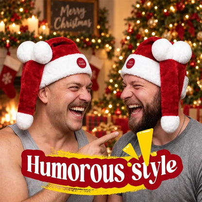 🎅 Animated Naughty Santa Hat – Moving Christmas Headwear for Holiday Parties