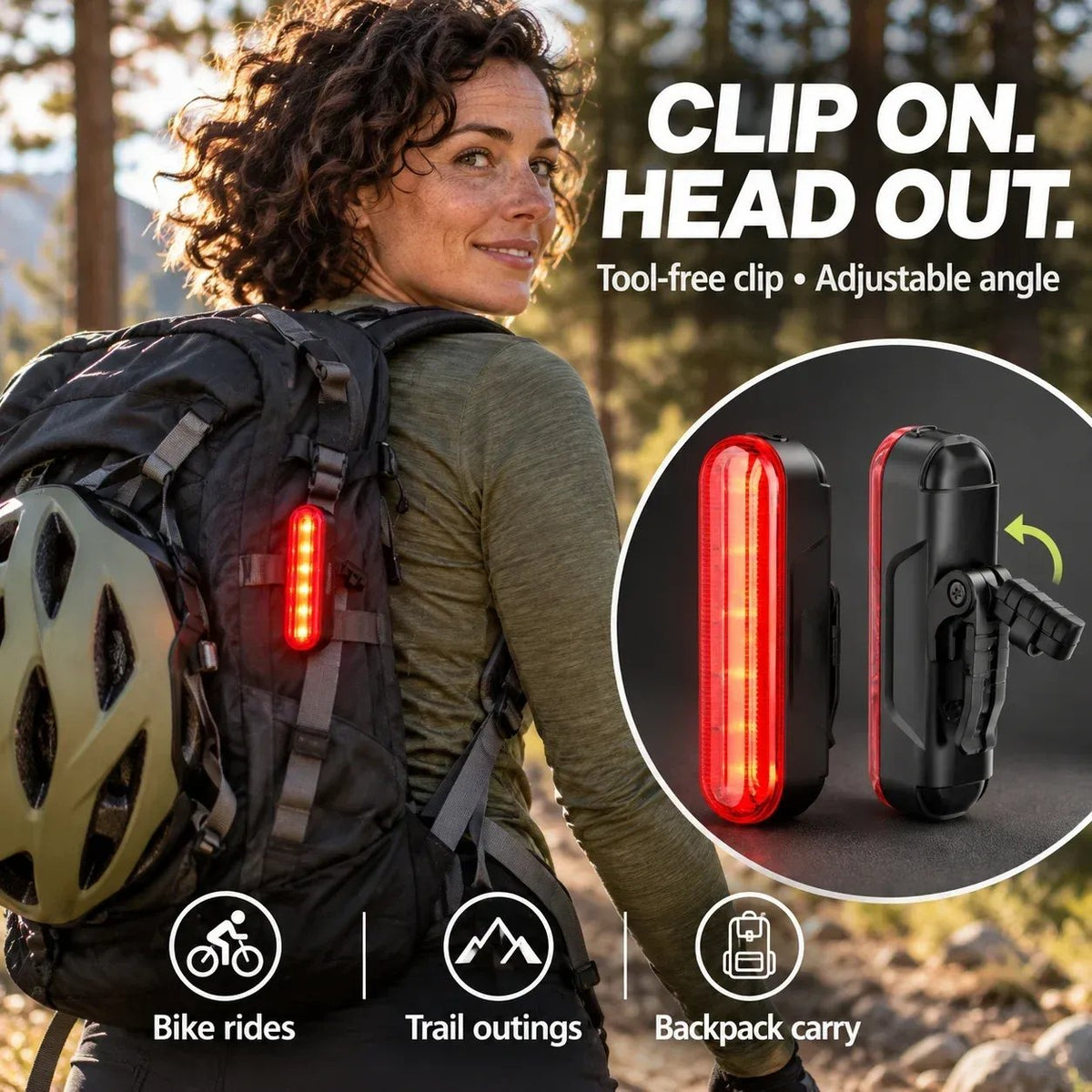 🚨 LED Bike Taillight – Brake Flash, Laser Zone & 22h Battery