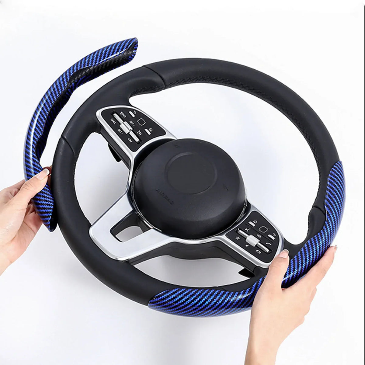 🤍 Non-Slip Half-Wrap Steering Wheel Covers | Quick Clip-On Grip Set, White, 2-Piece