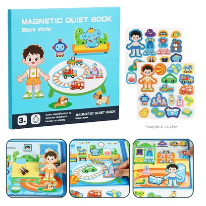 Kids Magnetic Quiet Book Folding Puzzle Scene Early Educational Toy for Boys Girls