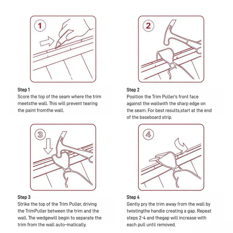 💯🛠️ Heavy Duty Trim Puller Tool, Baseboard & Molding Removal Pry Bar