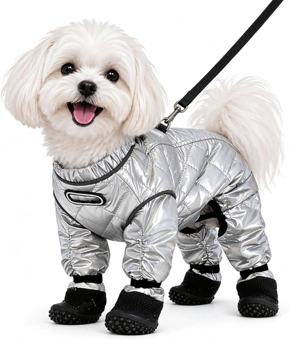 ❄️ Dog Snowsuit with Attached Boots – Full-Body Winter Protection