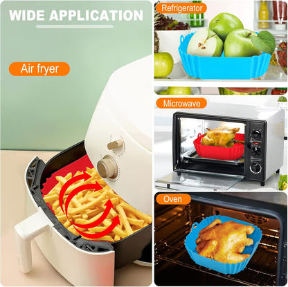 Reusable Air Fryer Silicone Liner 🍟 – 8" Nonstick Cooking Basket Insert