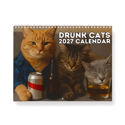😼🍻 Drunk Cats 2027 Calendar – 12 Months of Feline Chaos & Bad Decisions