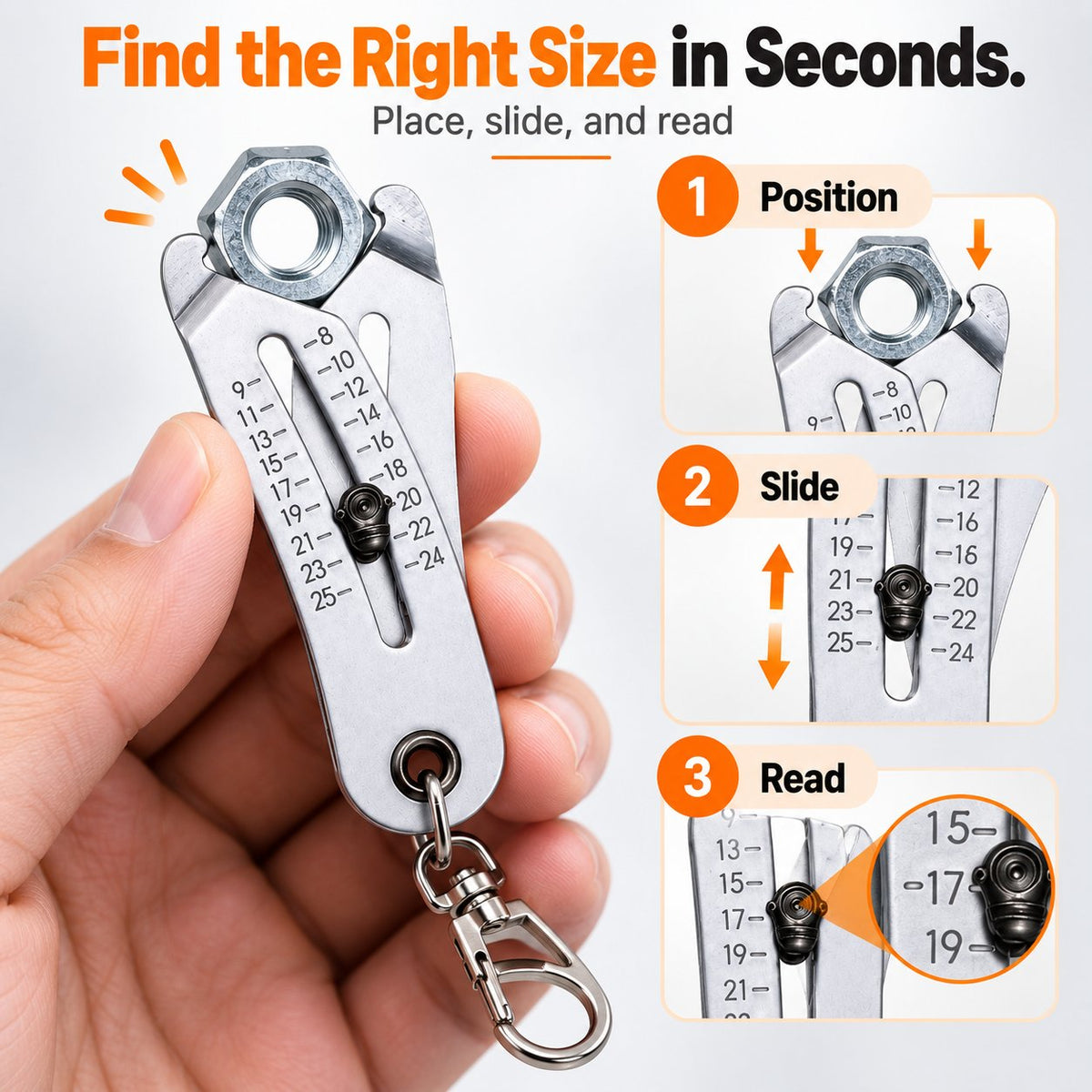 🔧 Portable Nut & Bolt Size Gauge