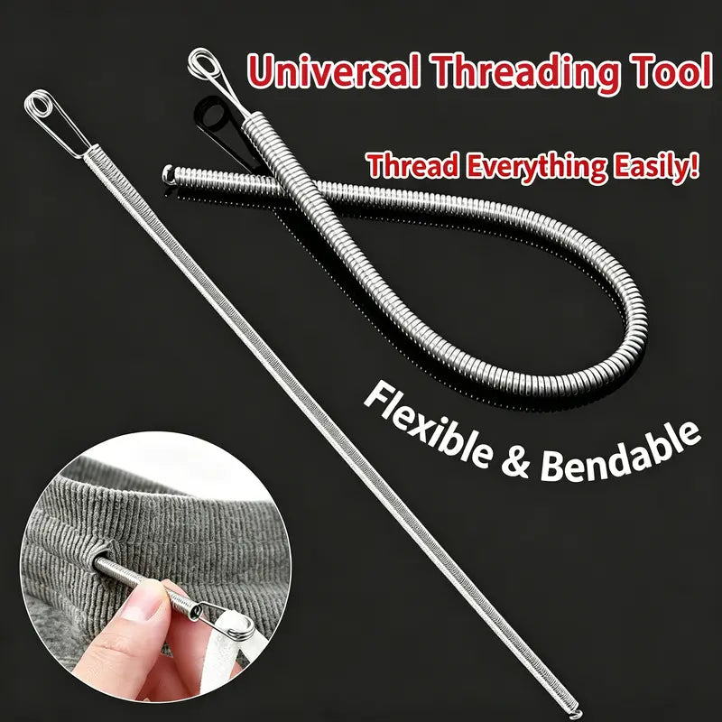 Quick-Thread Drawstring Tool 🧵 – 2-Piece Spring-Loaded Set for Hoodies & Pants