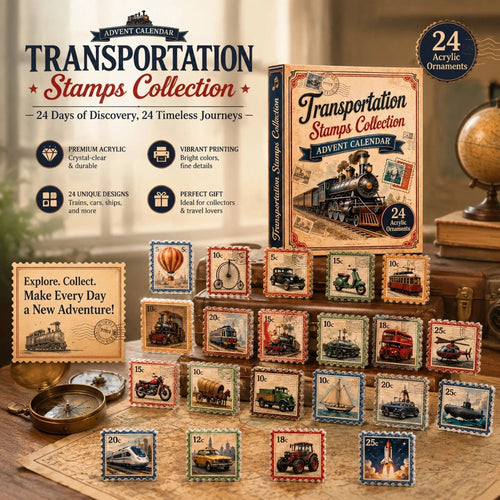 🔥HOT SALE🔥Transportation Stamps Collection Advent Calendar 2026 - 24-Day Festive Countdown