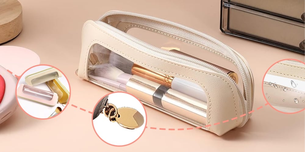Compact Clear Makeup Bag ✨ – Handy Everyday Cosmetic Storage Pouch
