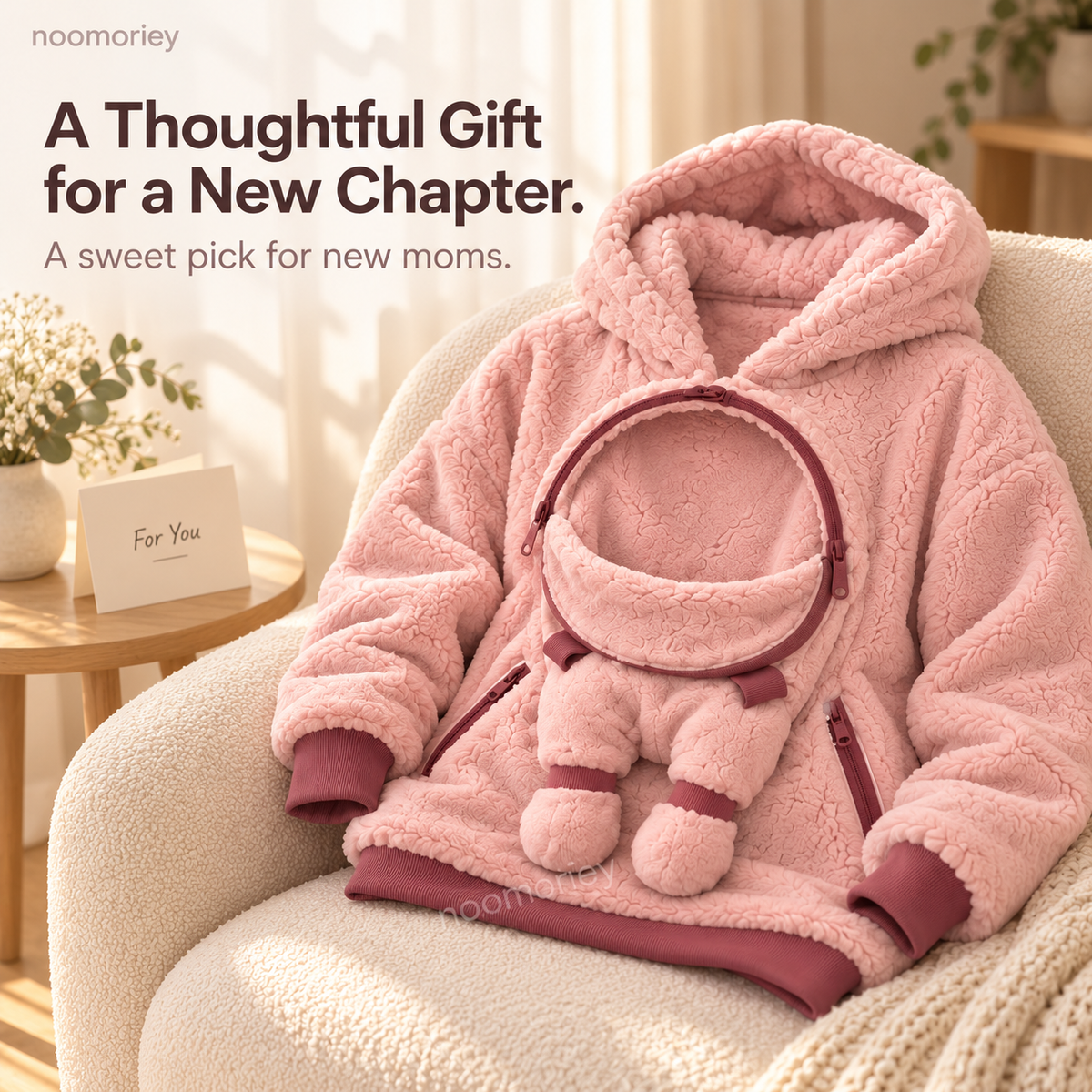 🧸🤱 Mom & Baby Plush Hoodie – Cozy Hands-Free Warmth for Cuddly Days