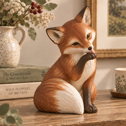 🦊 Charming Fox Figurines – Rustic Woodland Decor for Shelves & Cozy Spaces