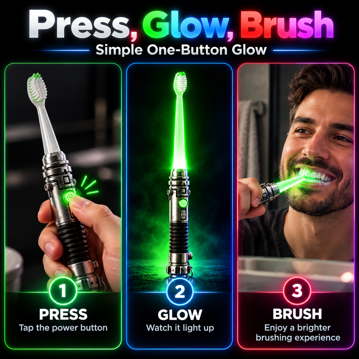 Galactic Glow Toothbrush – LED Light-Up Manual Toothbrush