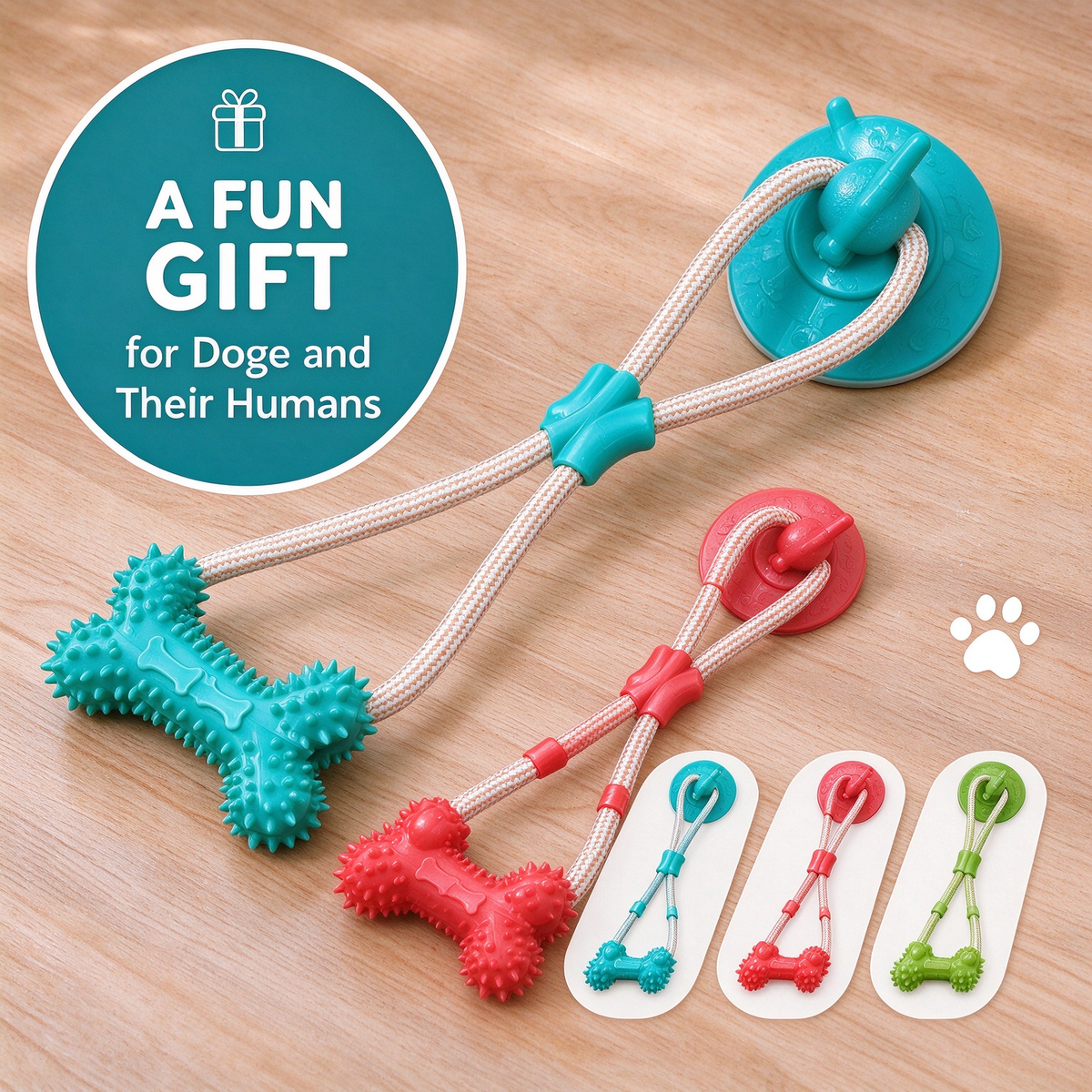 🐶 Suction Cup Dog Tug Toy – Interactive Chew & Teething Fun
