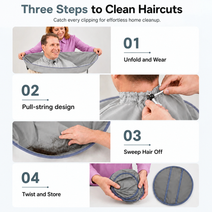 Haircutting Cape with Catcher ✂️ – Waterproof No-Mess Hair Trimming