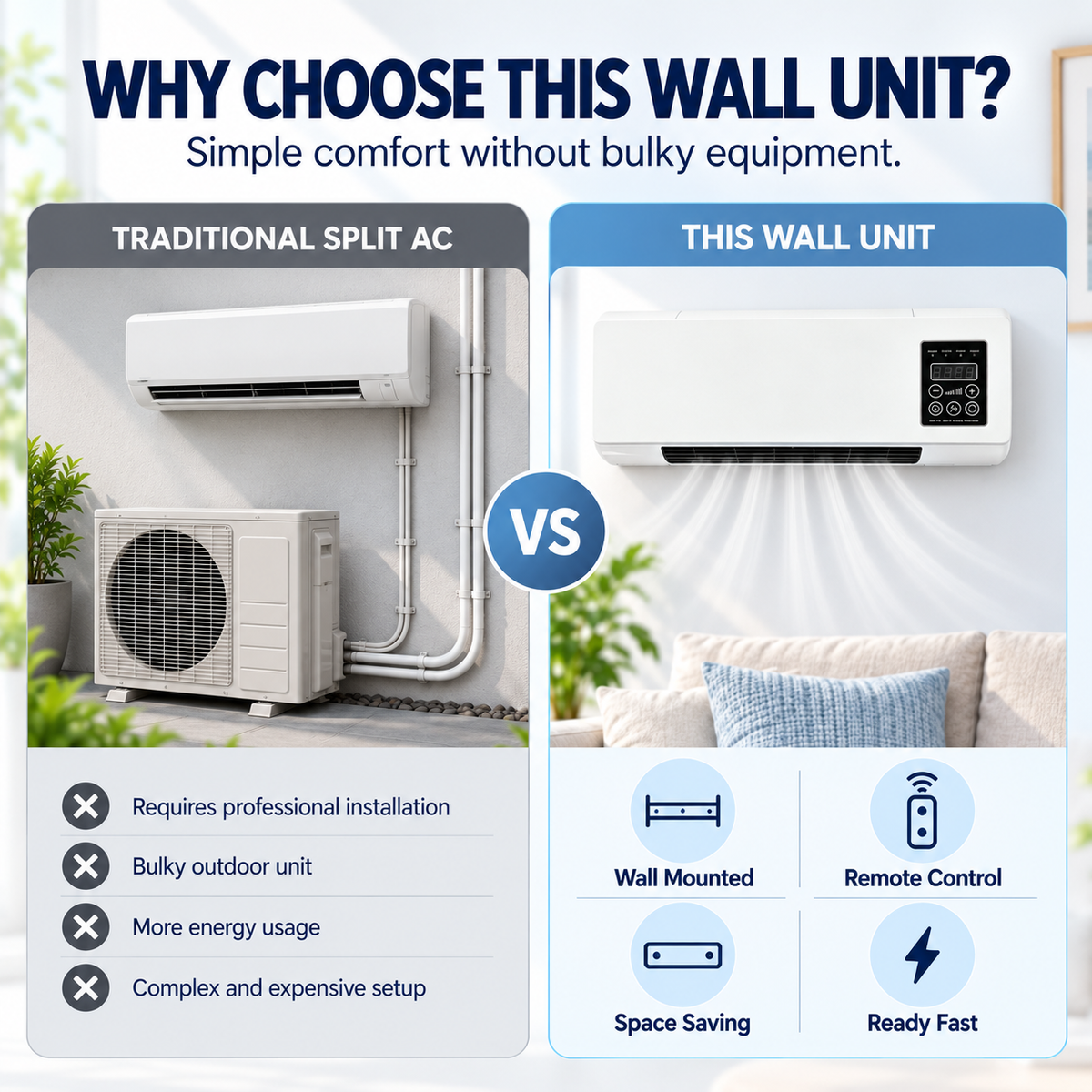 ❄️🔥 2-in-1 Wall-Mounted Cooling & Heating Unit – Remote Control