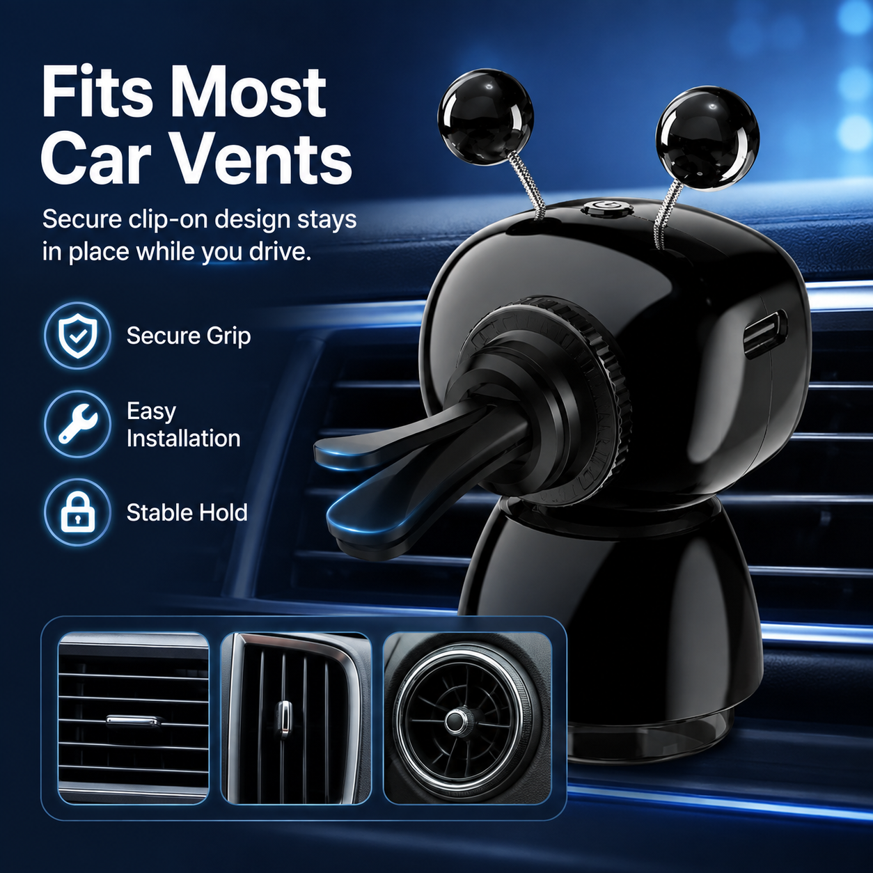 Robot diffuser air vent clip installation