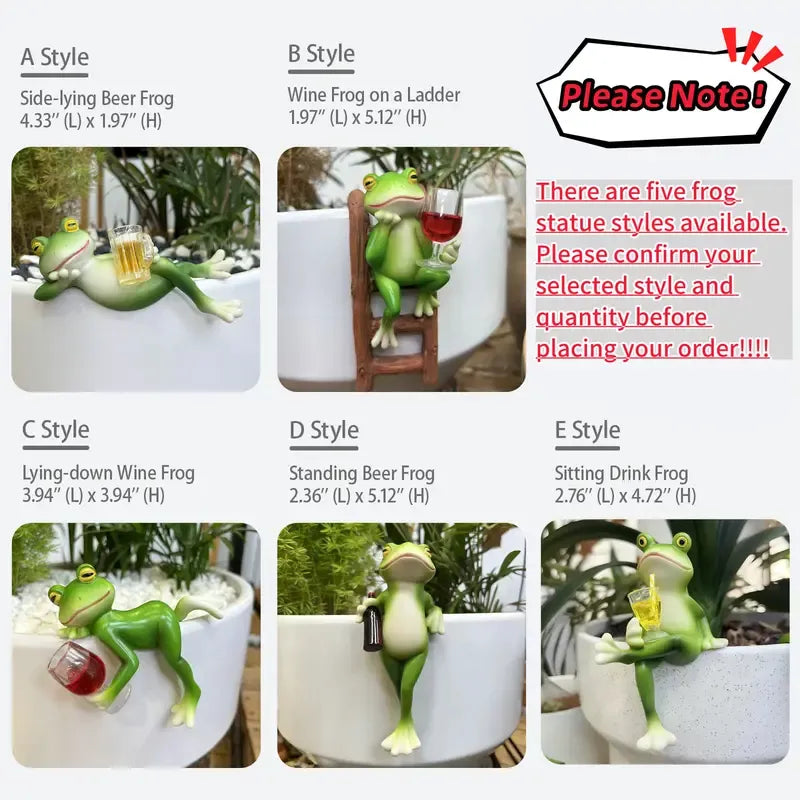 🐸Resin Frog Figurines Planter Decor - Whimsical Little Cute Frog Statue for Plant Pot