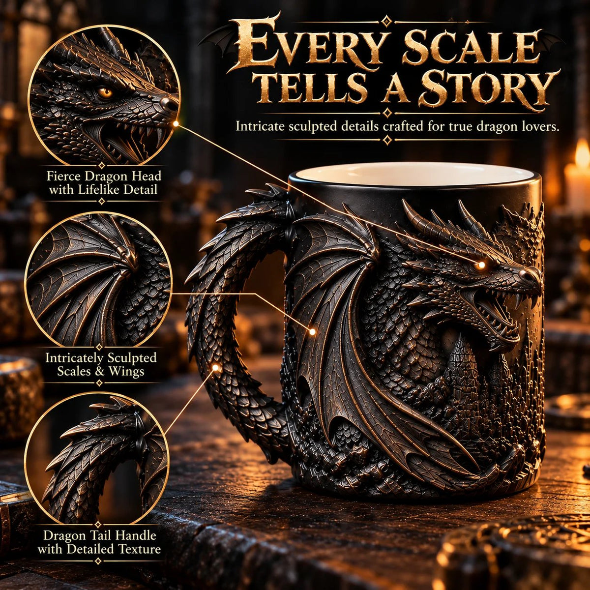 🔥 Last Day 49% OFF 🐉 Dragonfire 3D Heat-Reveal Magic Mug | Add a Hot Drink. Awaken the Dragon.🔥