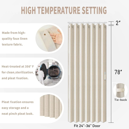 Room Partition Divider Curtains, Pleated Folding Door Curtain for Doorways