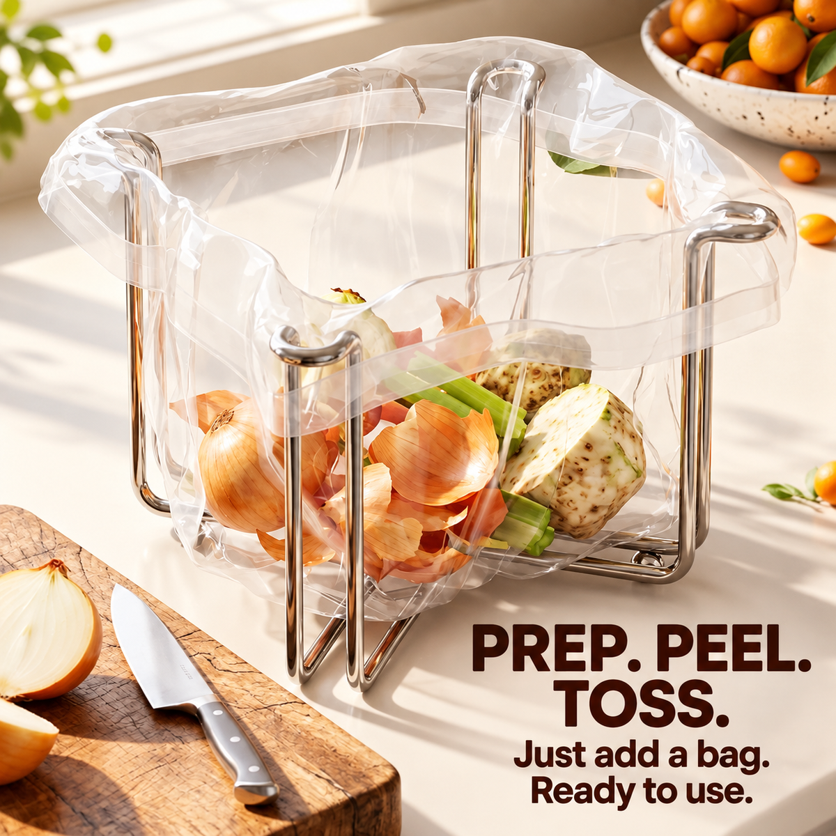 🍽️✨ 2-in-1 Foldable Kitchen Stand – Hold Bags, Dry Cups, Save Space