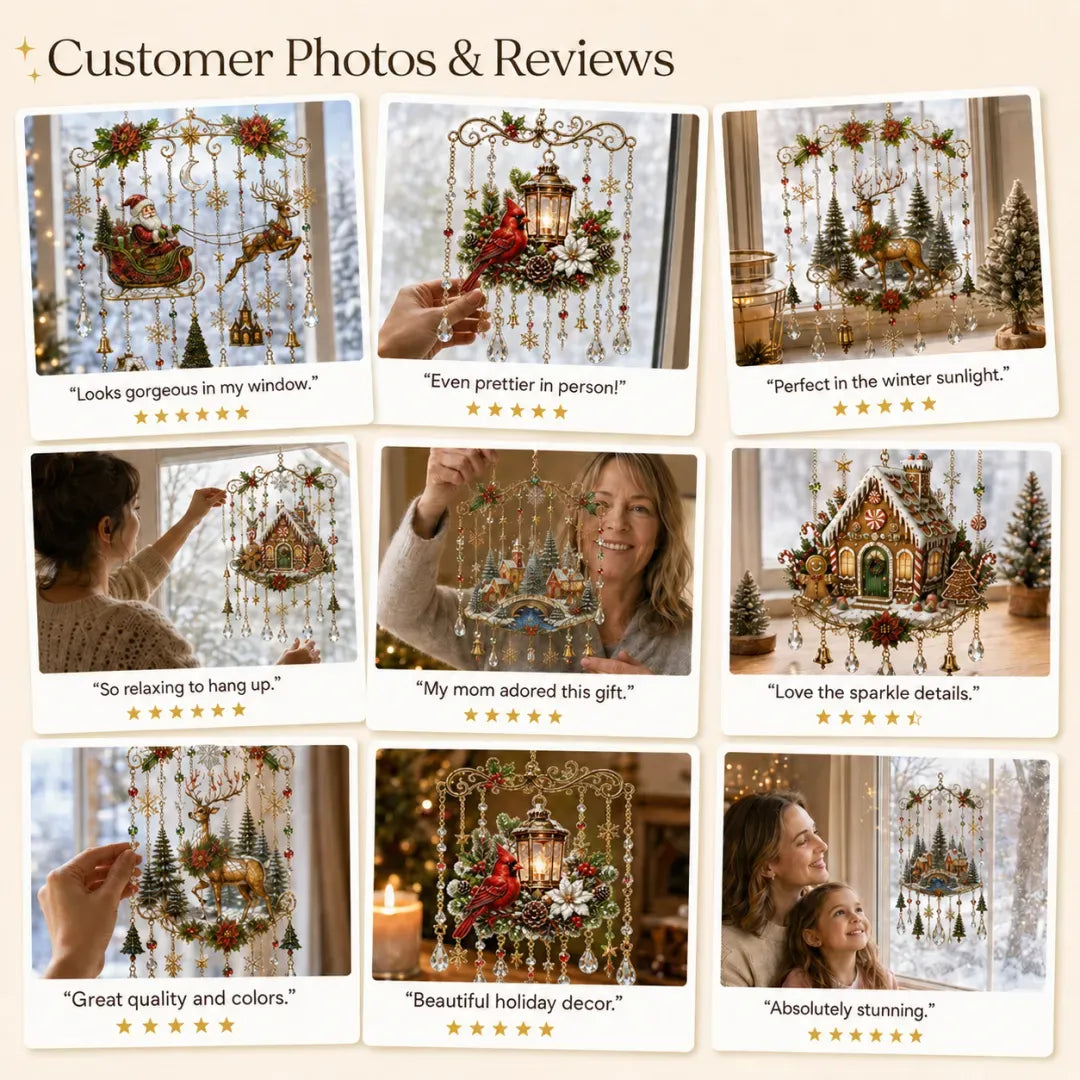 Handmade Christmas stained window decorations
