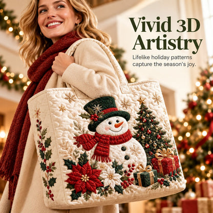 🎄❤️ Festive Quilted Shopper Bag – Spacious Holiday Carryall for Gifts & More