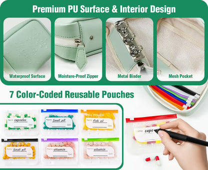 💊 A8 Waterproof Pill Organizer – Crush-Resistant 7–14 Day Storage Pouch