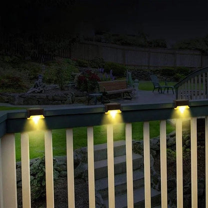 🌞 Solar LED Step & Pathway Lights – Weatherproof Black Wall Lamps with Warm Glow | Buy 2, Get 2 Free 🔥