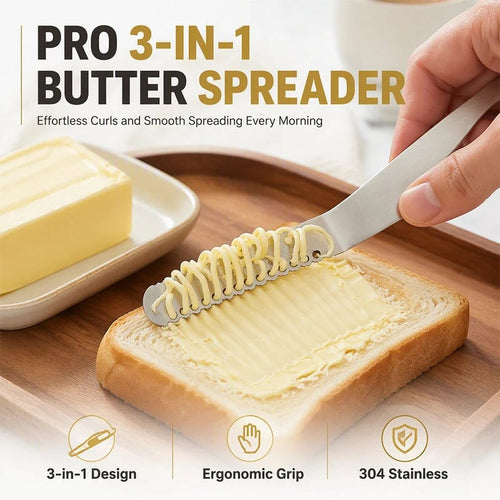 Professional 304 Stainless Steel 3-in-1 Butter Knife and Spreader
