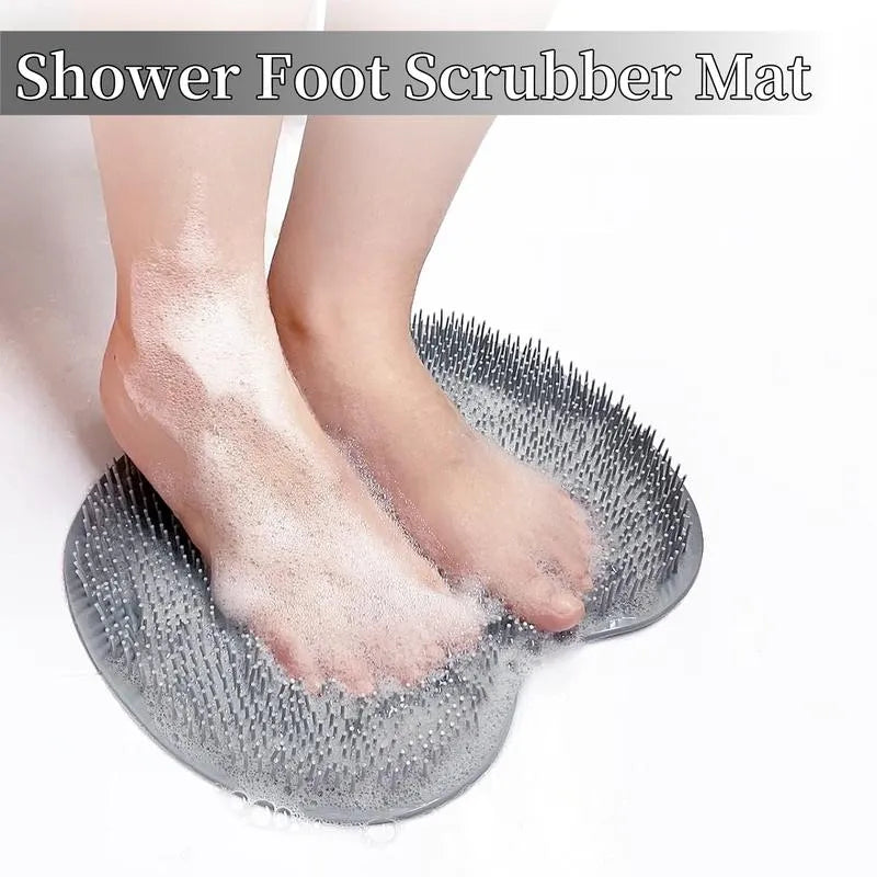Silicone Shower Foot Scrubber Mat with Suction Grip for Exfoliating and Refreshing Feet – Blue 🧼💙