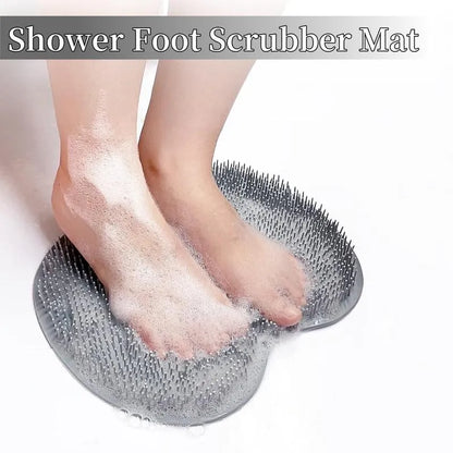 Silicone Shower Foot Scrubber Mat with Suction Grip for Exfoliating and Refreshing Feet – Blue 🧼💙