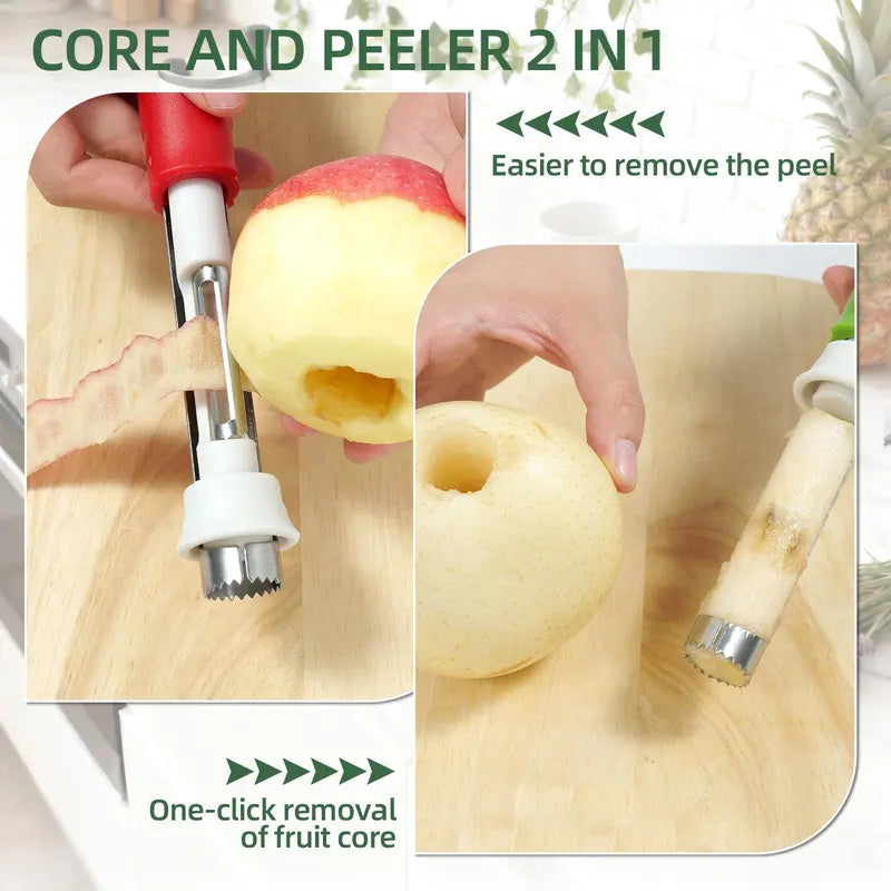 🍎🔪 2-in-1 Apple Corer & Peeler – Faster Fruit Prep with One Stainless Steel Tool