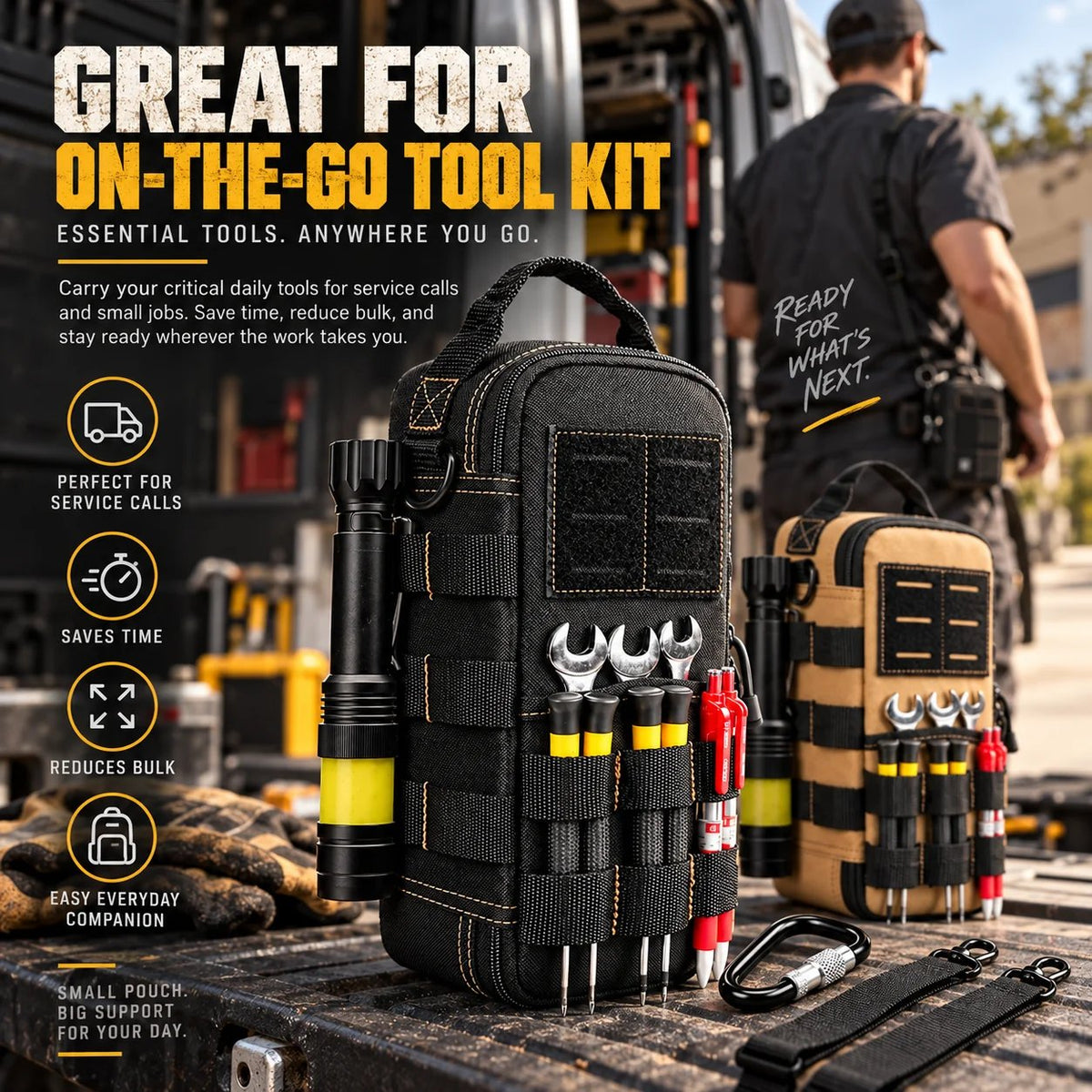 🛠️ Jobsite-Ready Waterproof Tool Carryall – Rugged Oxford Organizer with Multiple Pockets and Padded Shoulder Strap, Black