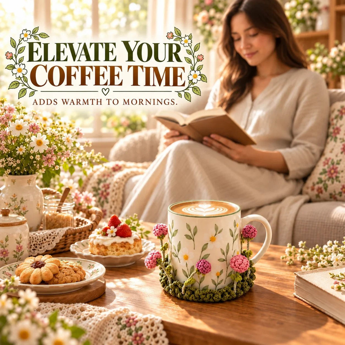 🌸 Handmade Floral Coaster – Charming Flower-Inspired Table Decor