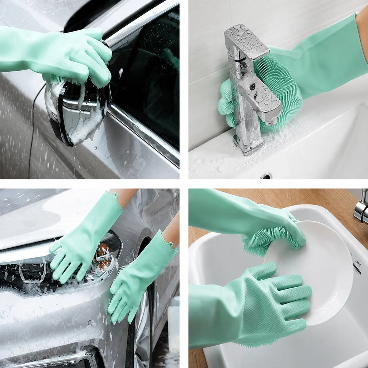 🧤 Silicone Scrubbing Gloves – Multipurpose Cleaning for Dishes & Pet Care